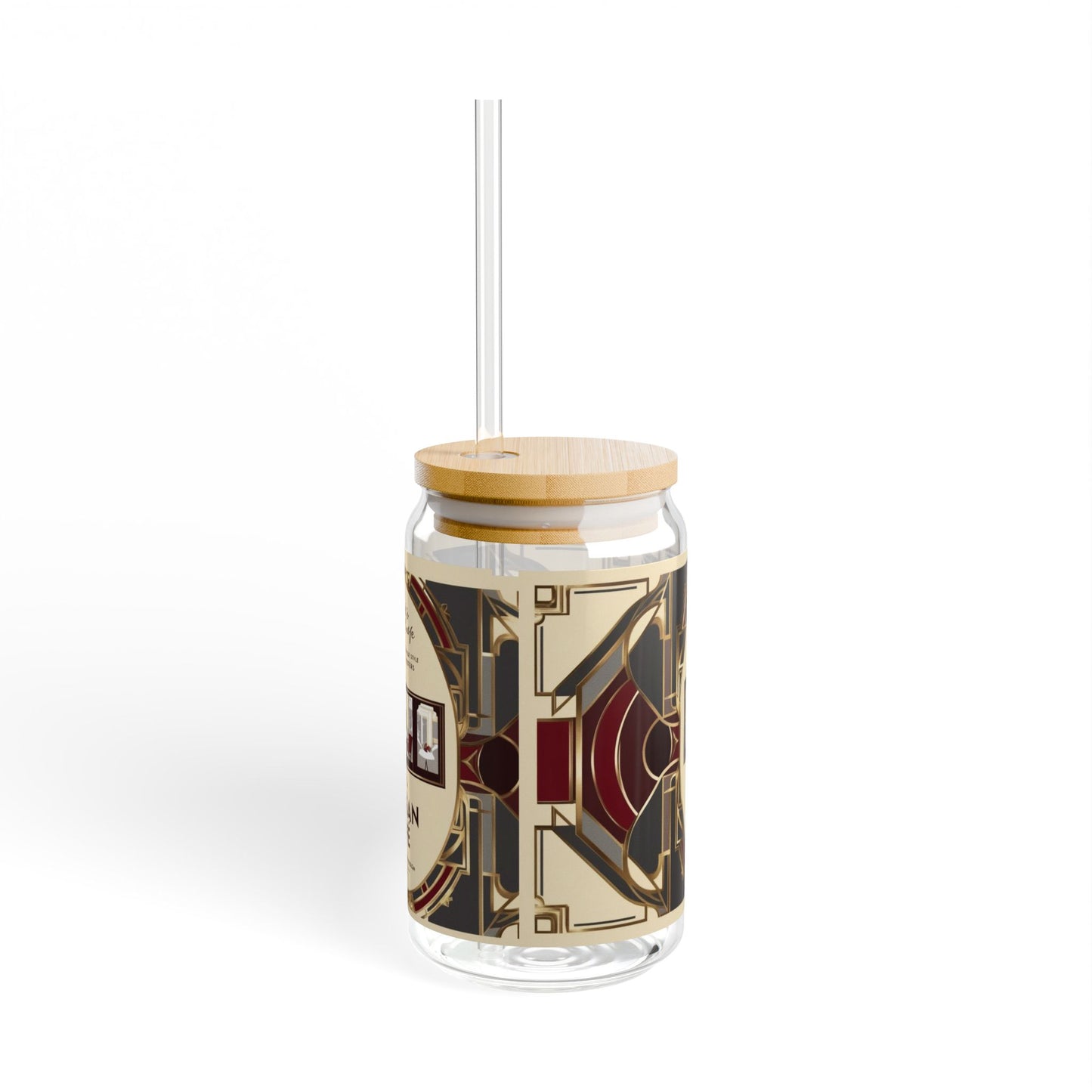 Verre Sipper Vintage Parisien - avec Couvercle en Bambou et Paille Élégante