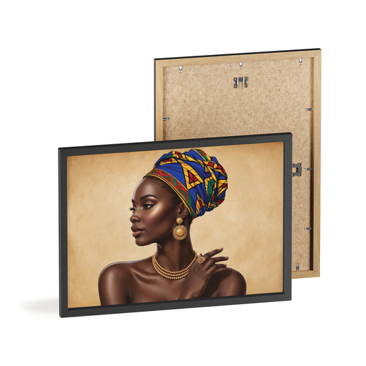 Elegant African Woman Poster with Wooden Frame - Wall Art for Home Decor