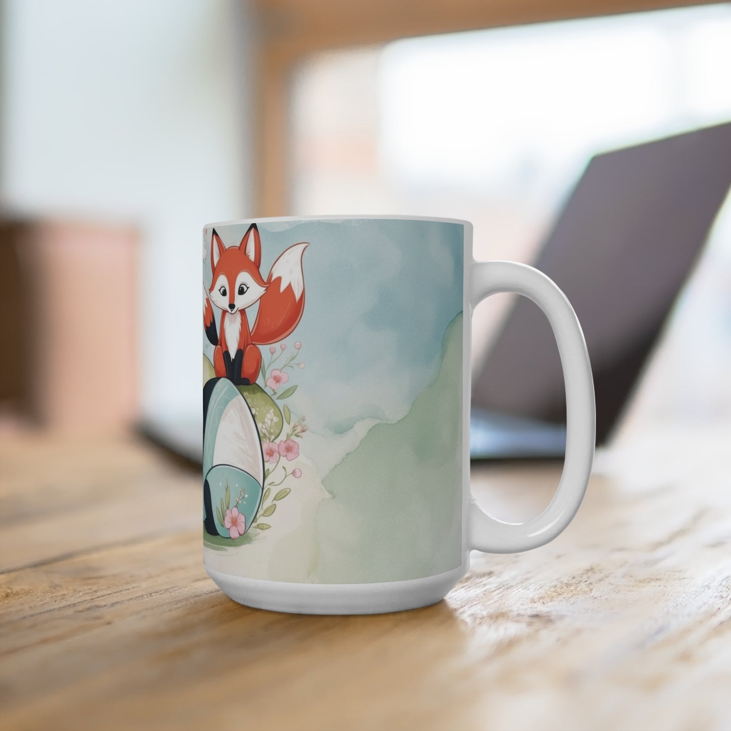 Mug en Céramique avec Pandas et Renard - Cadeau Adorable pour les Amoureux des Animaux