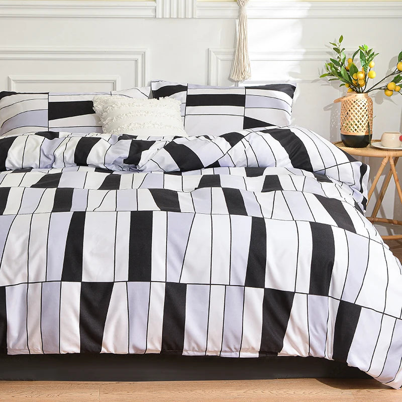 Ensemble de Housse de Couette Noir et Blanc – Design Cartoon Moderne et Confort Inégalé