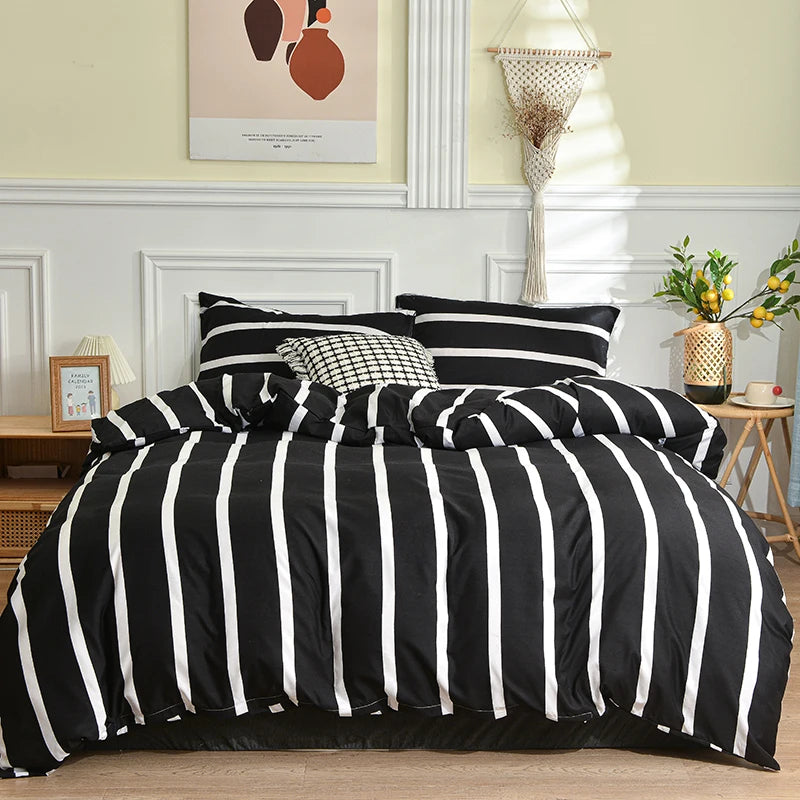 Ensemble de Housse de Couette Noir et Blanc – Design Cartoon Moderne et Confort Inégalé