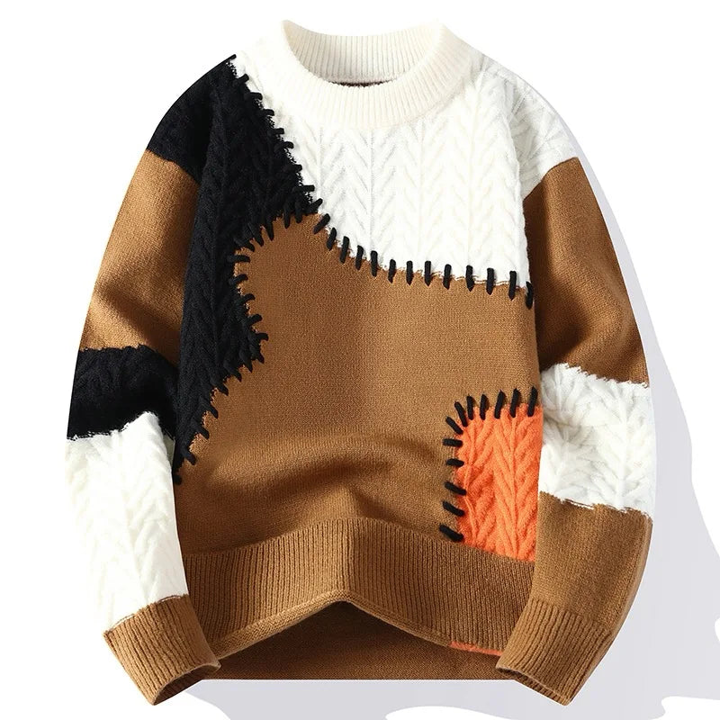 Pull Patchwork en Tricot - Confort et Style pour l’Hiver