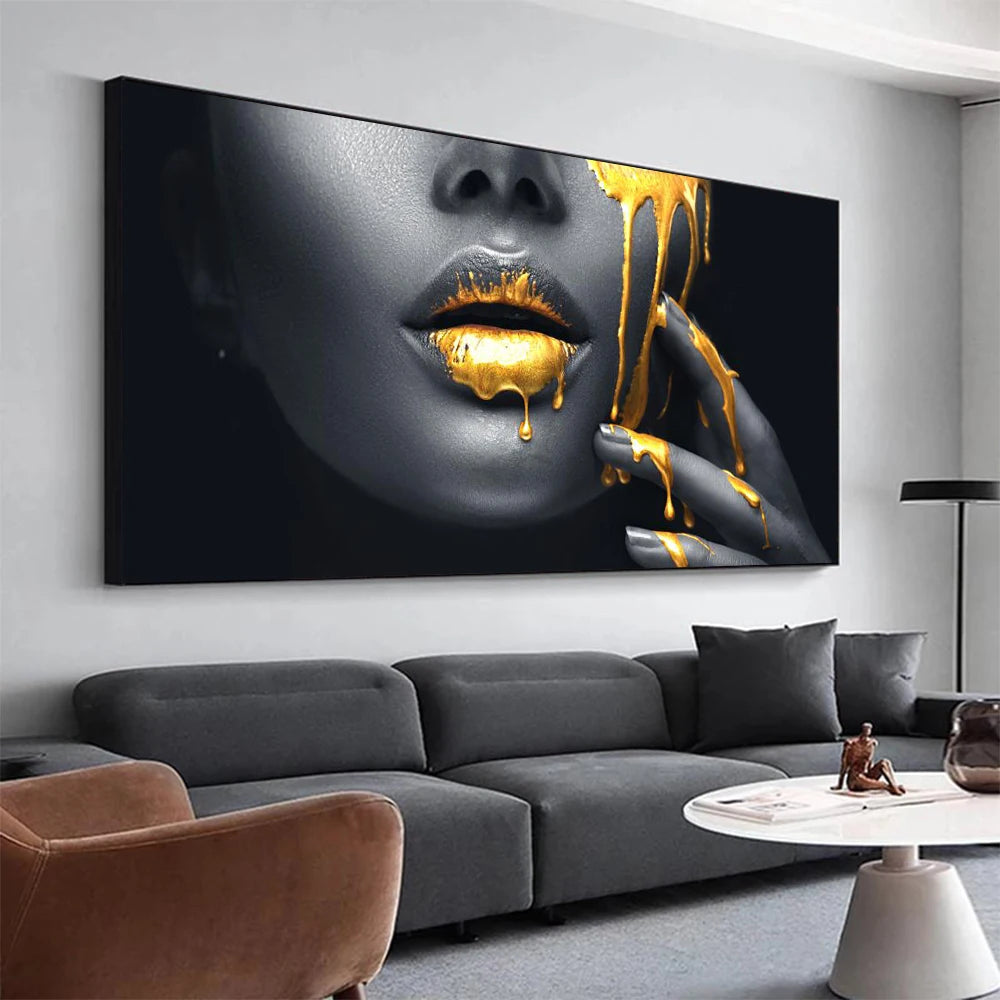 💋 Tableau Luxe Moderne - Poster Femme & Lèvres | Impression sur Toile Haute Définition