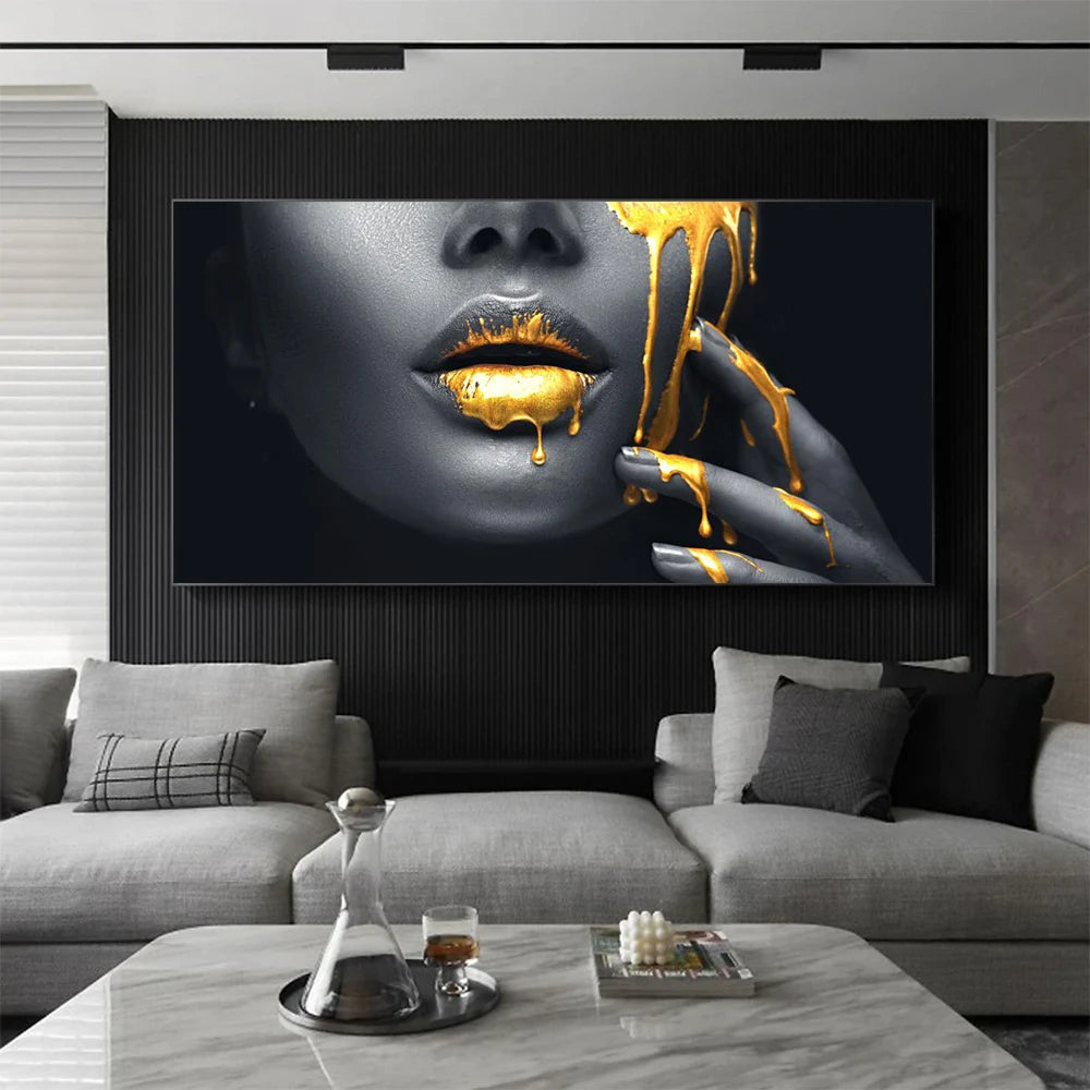 💋 Tableau Luxe Moderne - Poster Femme & Lèvres | Impression sur Toile Haute Définition