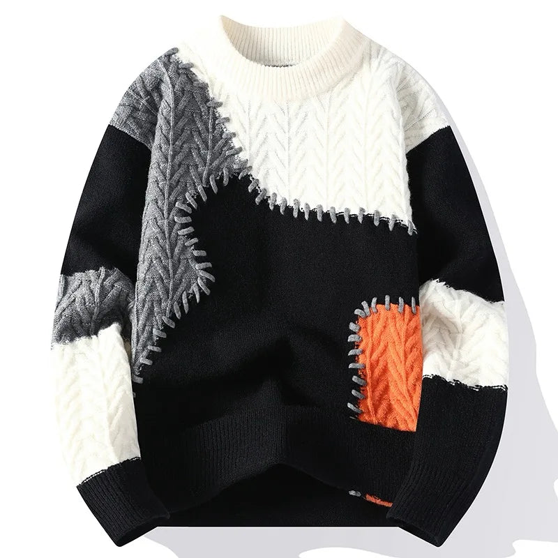 Pull Patchwork en Tricot - Confort et Style pour l’Hiver