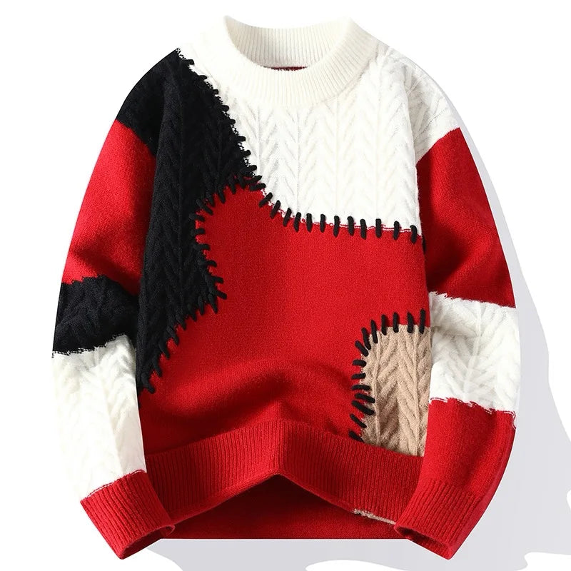 Pull Patchwork en Tricot - Confort et Style pour l’Hiver