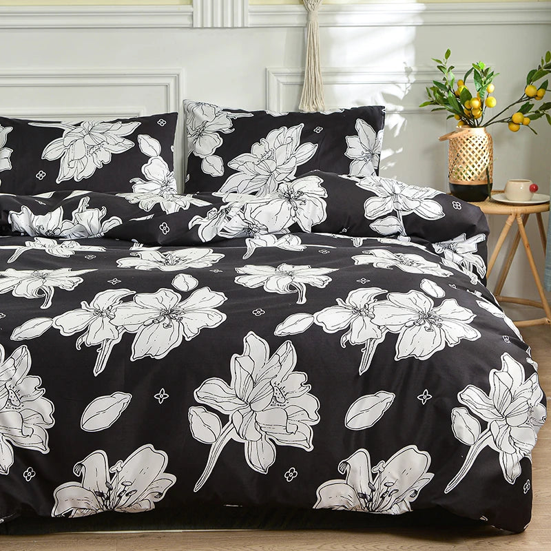 Ensemble de Housse de Couette Noir et Blanc – Design Cartoon Moderne et Confort Inégalé